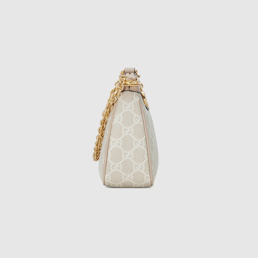Sac À Épaule Ophidia Petite Taille Beige Et Blanche – image 7