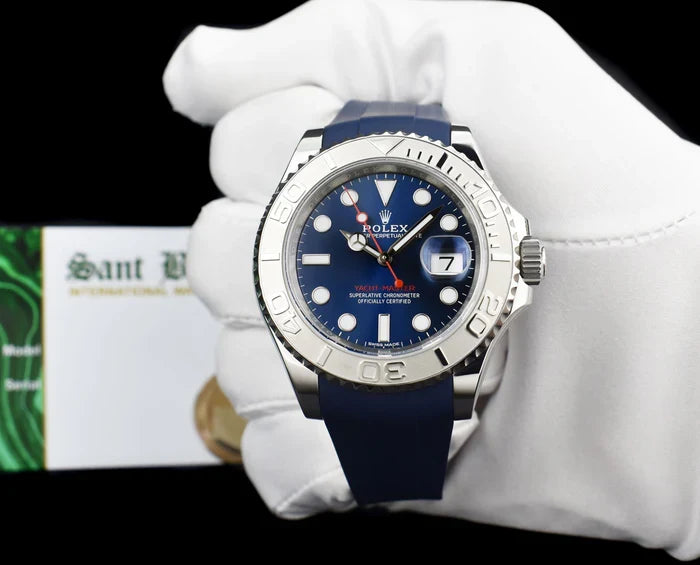Rolex | Yacht-Master 40 Stainless Steel Platinum Bezel Blue Dial With Blue Rubberb – Montre Homme – image 5