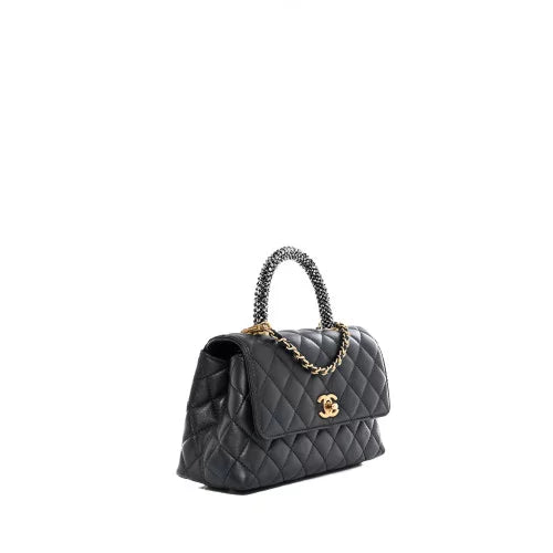 Sac bandoulière Coco Handle Chanel Cuir Strass Anthracite – image 4
