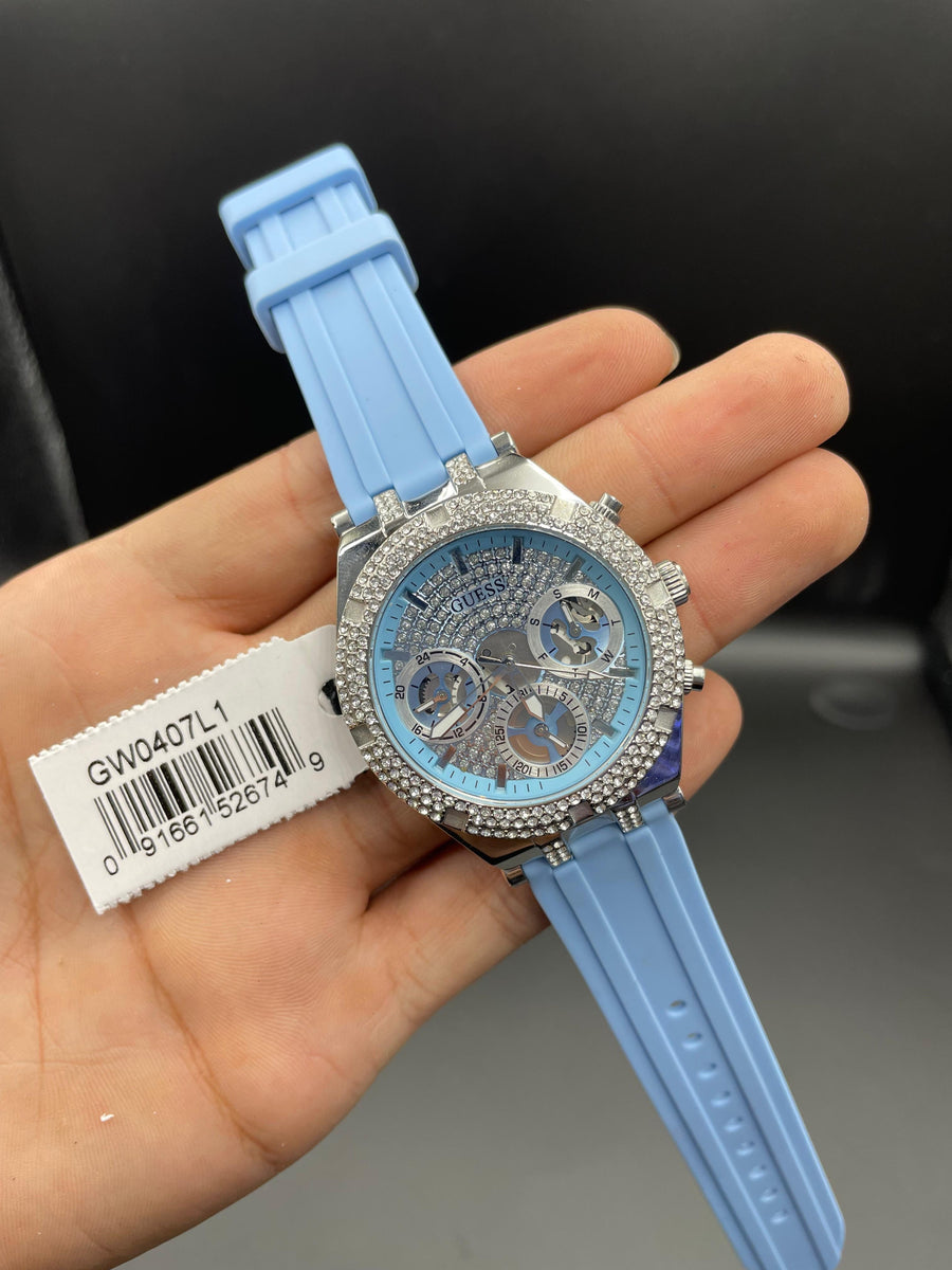 Heiress avec bracelet en caoutchouc bleu GW0407L1 – Montre Femme – image 8