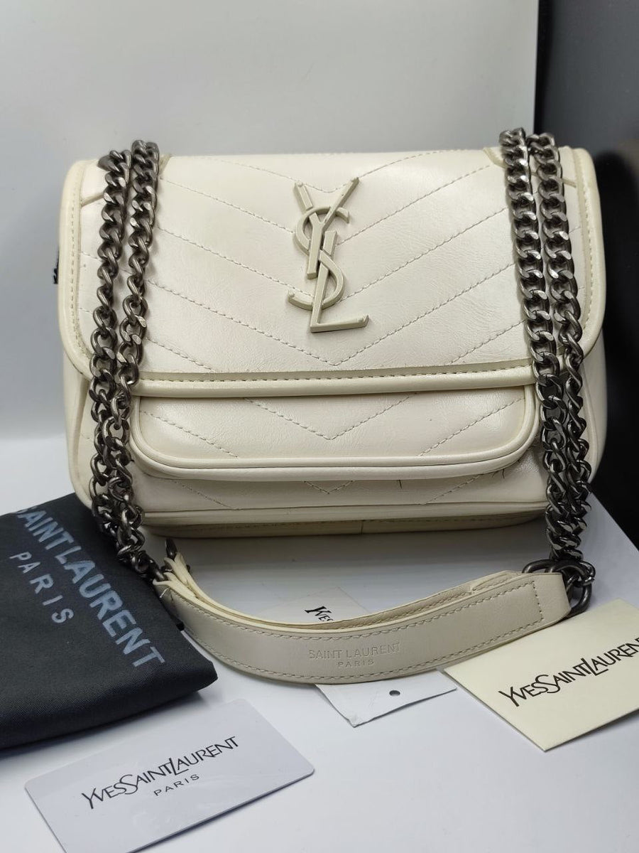 ‘Sac Ysl Niki Baby En Semi Cuir Blanc Vintage – image 6