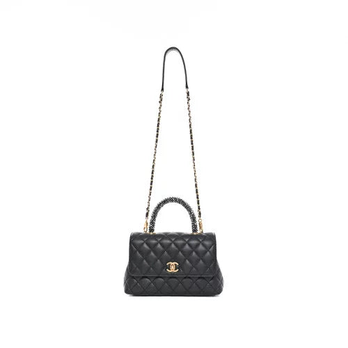 Sac bandoulière Coco Handle Chanel Cuir Strass Anthracite – image 3