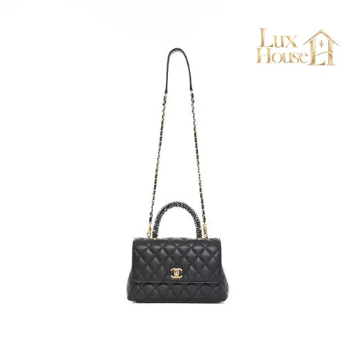 Sac bandoulière Coco Handle Chanel Cuir Strass Anthracite – image 3