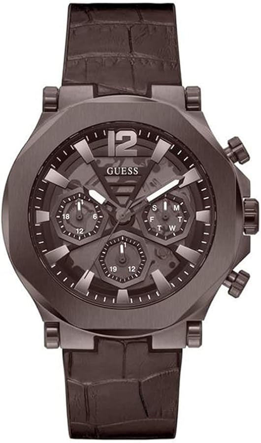 GUESS multifonction US Cuir Marron – Montre Homme – image 4