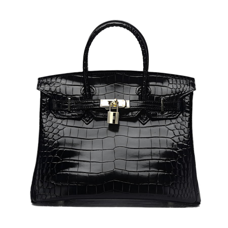 Sac À Main À Poignée Supérieure En Cuir Véritable Imprimé Crocodile – image 1