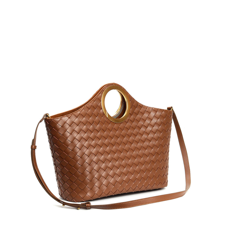 Sac Cabas En Semi Cuir Tressé Avec Anse Ronde En Métal - Aryax – image 2