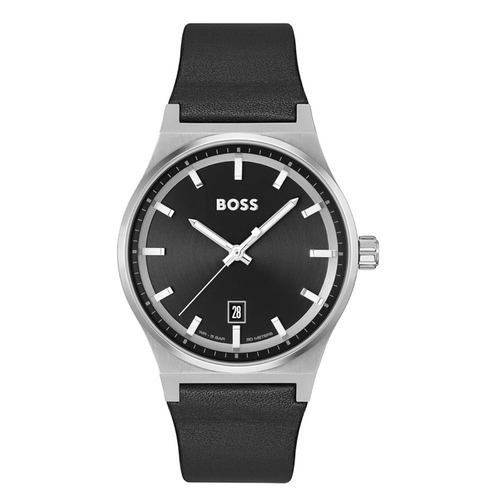 À Cadran Noir Avec Bracelet En Cuir 58129468 – Montre Homme – image 1