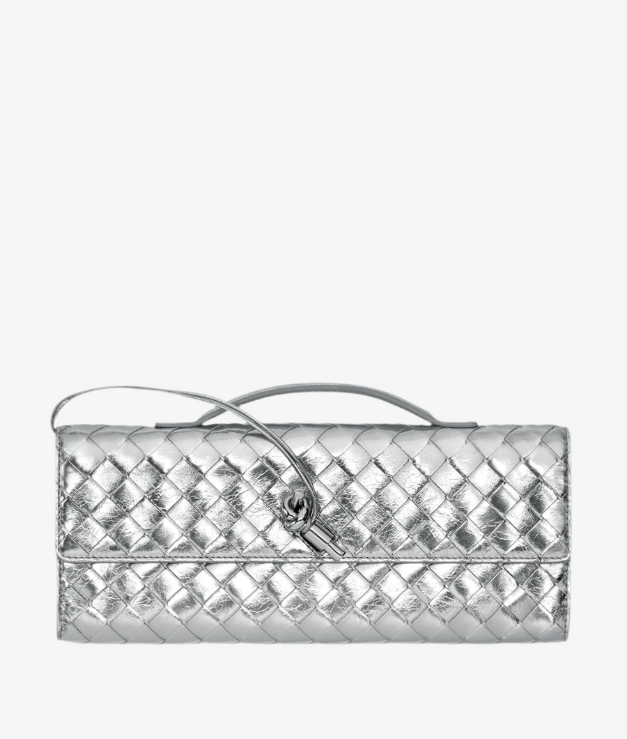 Pochette Intrecciato effet miroir avec fermeture knot signature. – image 1