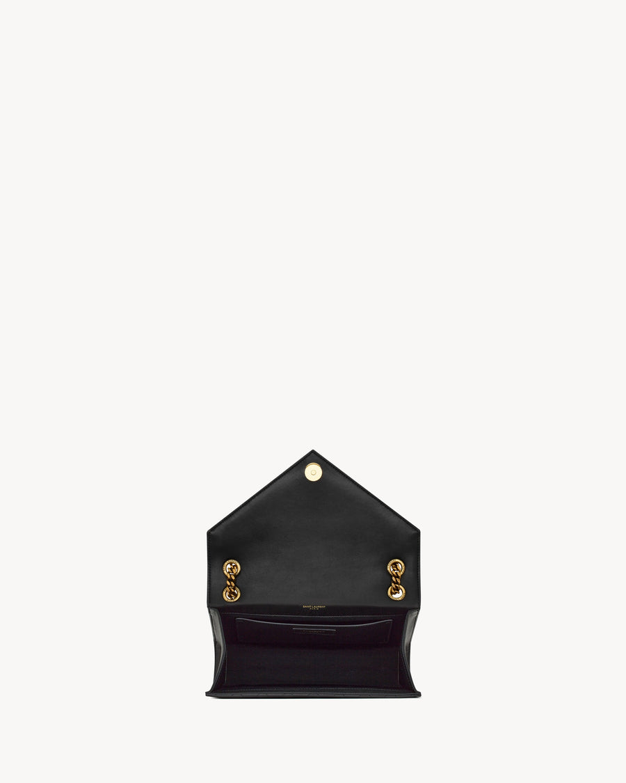 Sac Ysl Envelope Medium En D’Agneau Matelassé Noir – image 5