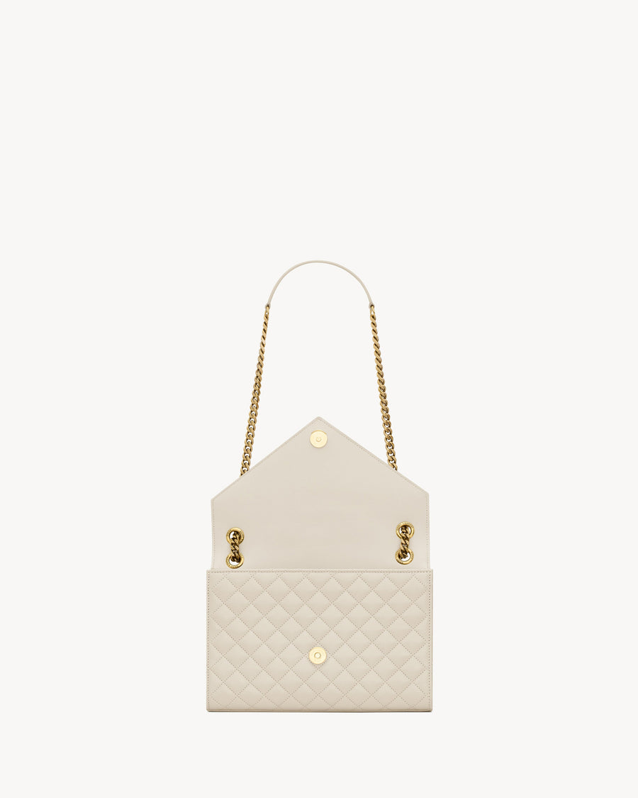 Sac Ysl Envelope Medium En D’Agneau Matelassé Blanc Vintage – image 4
