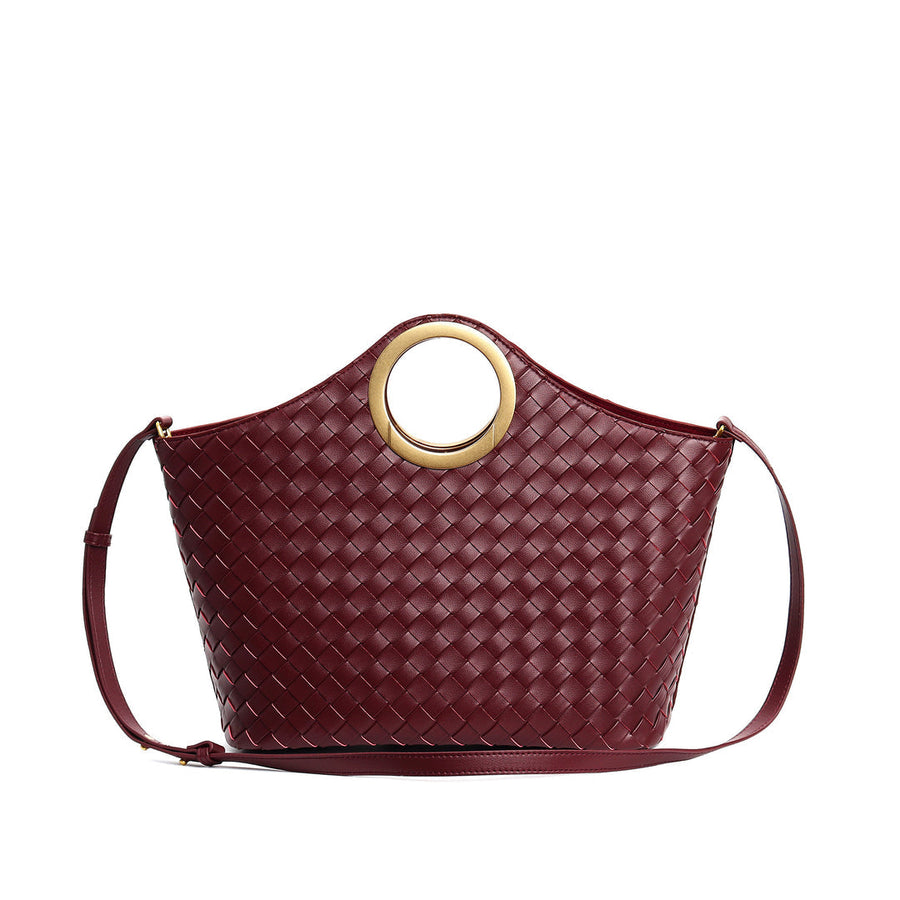 Sac Cabas En Semi Cuir Tressé Avec Anse Ronde En Métal - Aryax – image 1