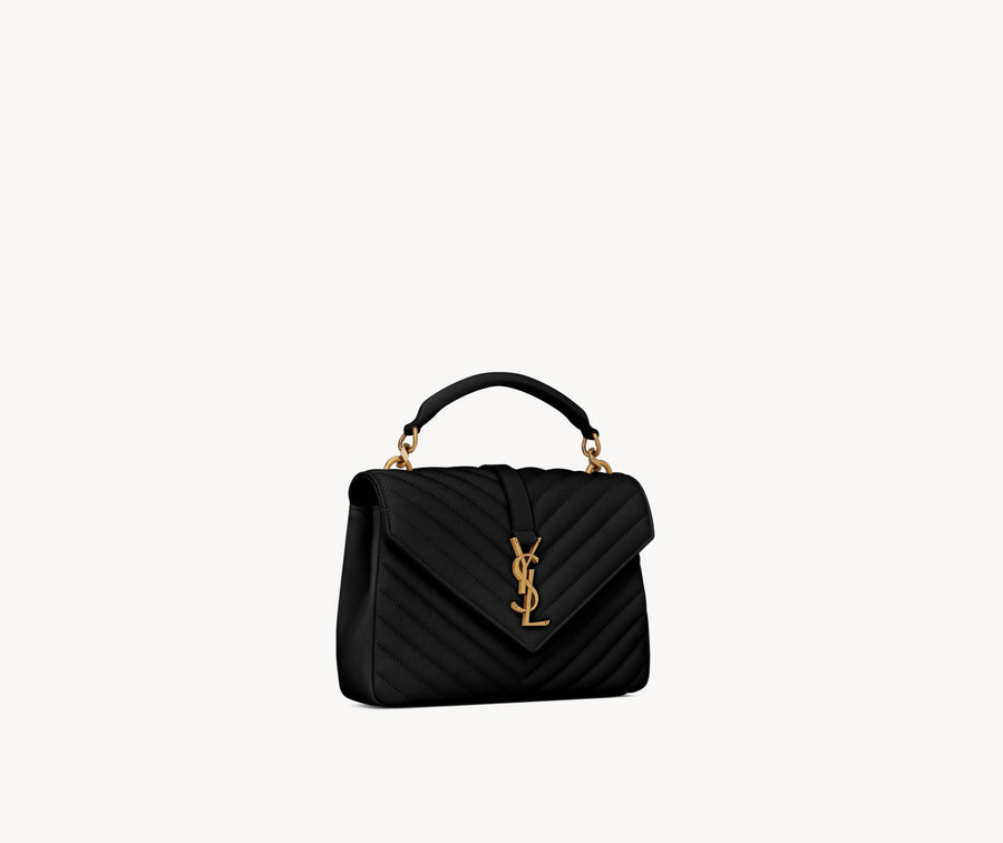 Sac Ysl Collège Medium En Semi Cuir Matelassé Noir Et Doré – image 1