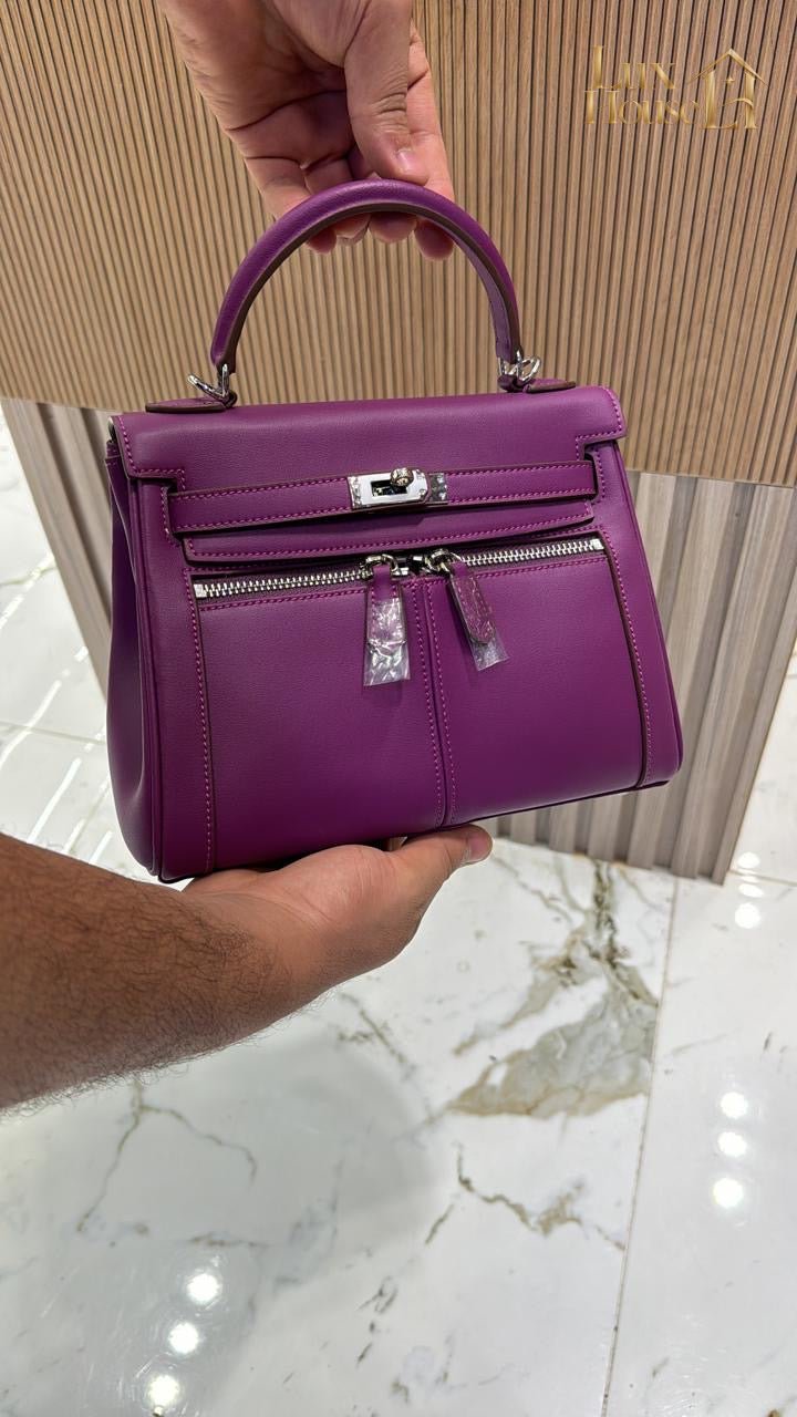 Sac À Main En Cuir Véritable Minimaliste À Double Poche Et Fermeture À Clé Pour Femmes – image 3