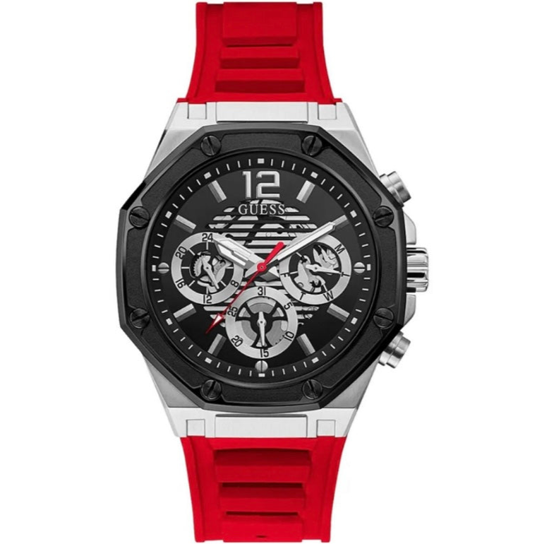 Silver Tone Case Red Silicone Watch GW0263G3 – Montre Homme – image 1