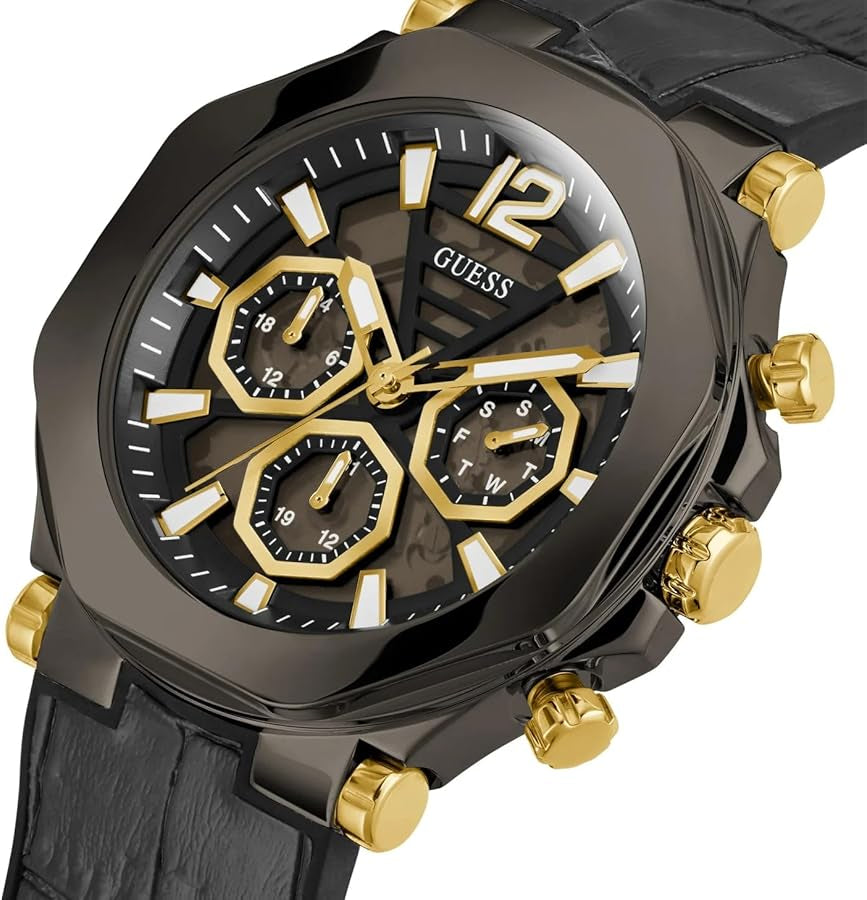 GUESS multifonction US Cuir Noir – Montre Homme – image 2