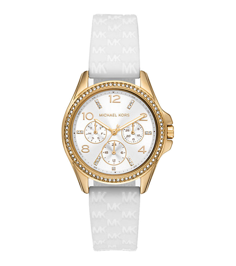 Michael Kors Mini Pilot MK7372 cadran blanc et bracelet silicone – Montre Femme – image 1