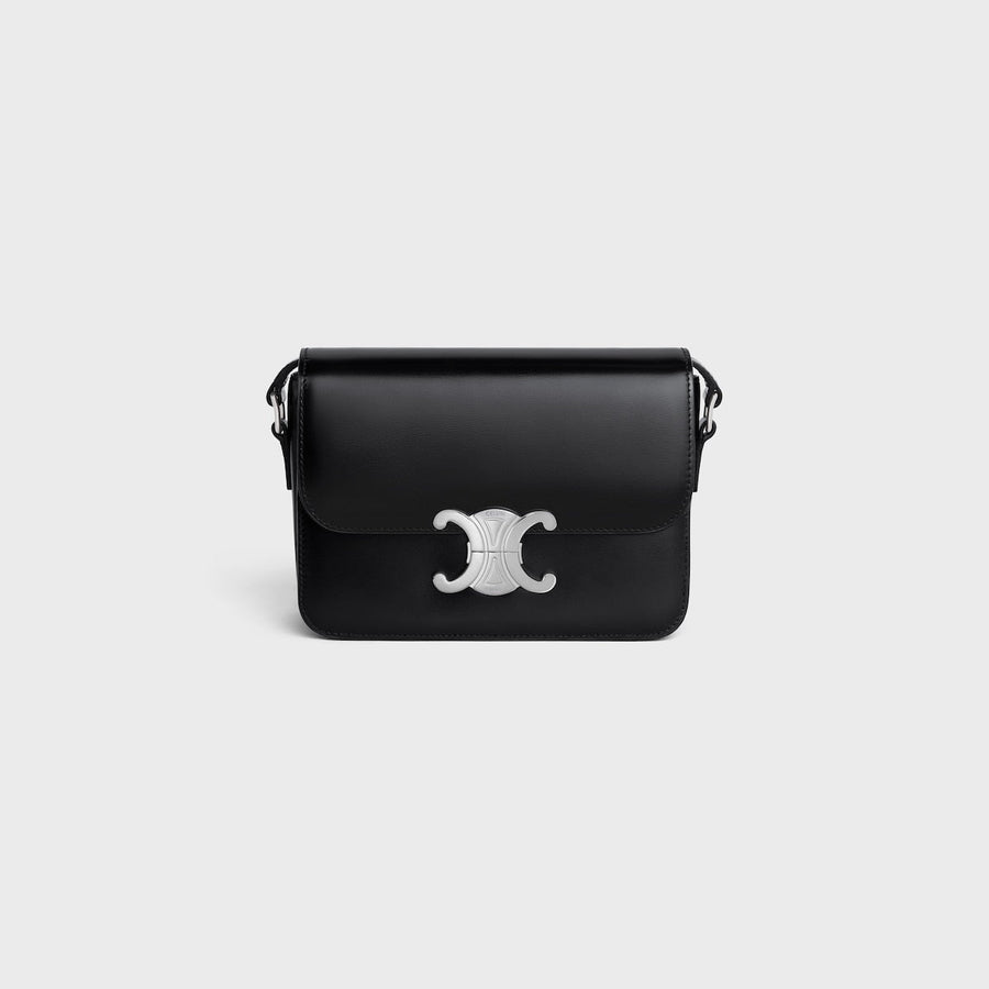 Sac Triomphe Teen Veau Brillant En Noir Et Argenté – image 1