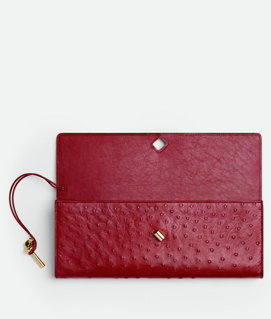 Pochette à anse en autruche avec fermeture knot emblématique en métal. – image 3