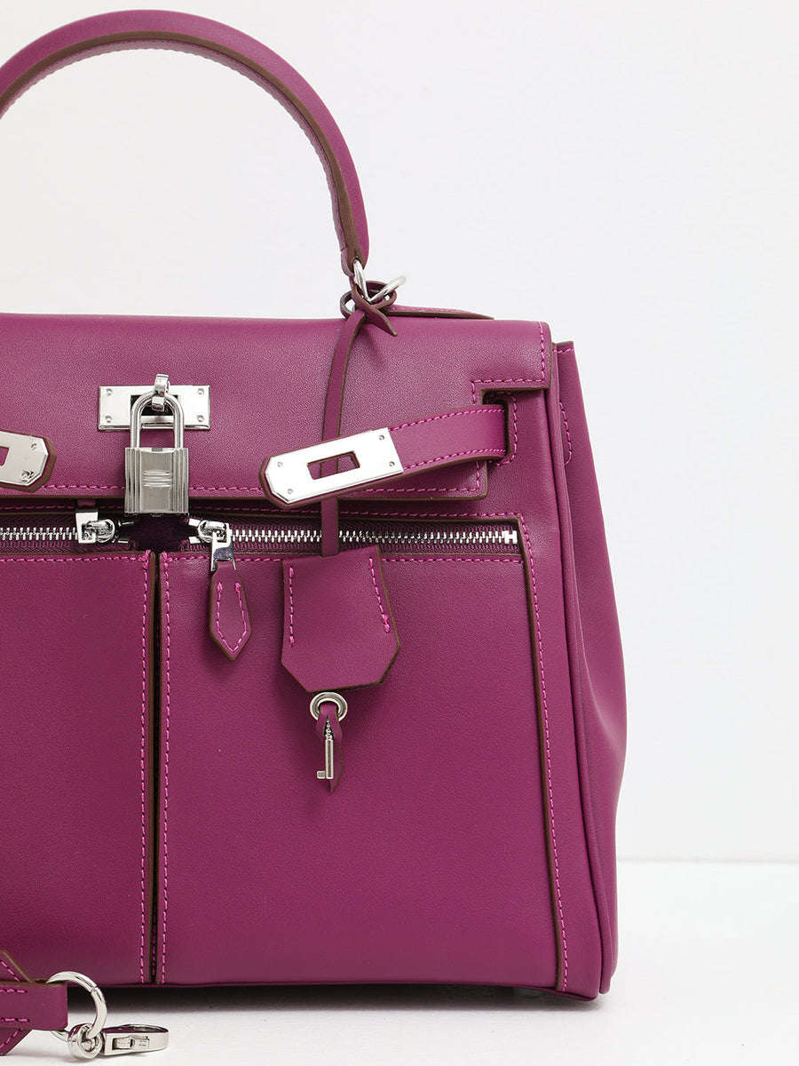 Sac À Main En Cuir Véritable Minimaliste À Double Poche Et Fermeture À Clé Pour Femmes – image 5