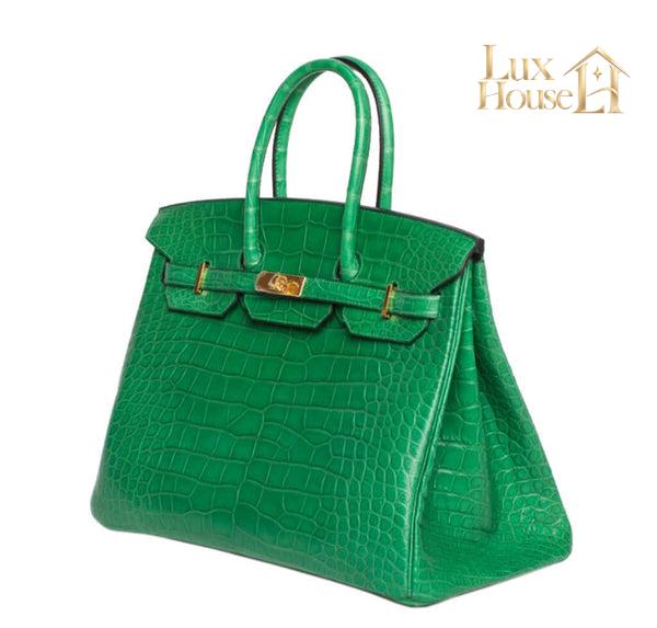 Sac À Main À Poignée Supérieure En Cuir Véritable Imprimé Crocodile Lisse – image 4