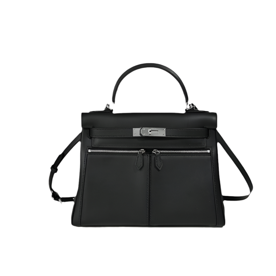 Sac À Main En Cuir Véritable Minimaliste À Double Poche Et Fermeture À Clé Pour Femmes – image 1