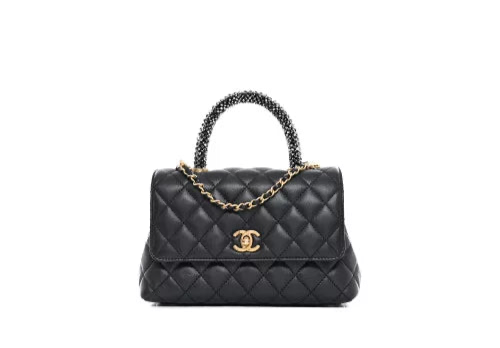 Sac bandoulière Coco Handle Chanel Cuir Strass Anthracite – image 1