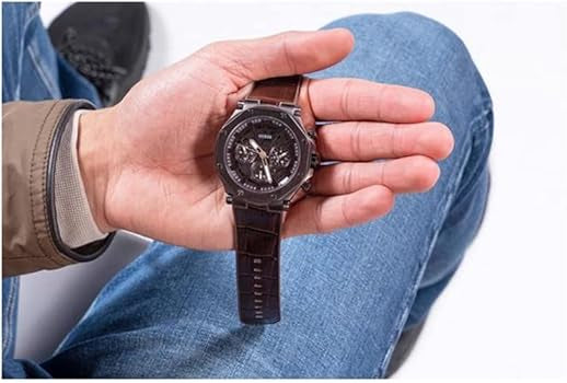 GUESS multifonction US Cuir Marron – Montre Homme – image 7