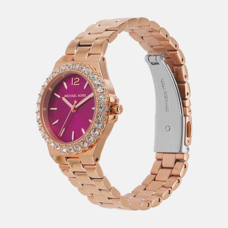 MK Lennox à trois aiguilles en acier inoxydable doré rose – Montre Femme – image 3