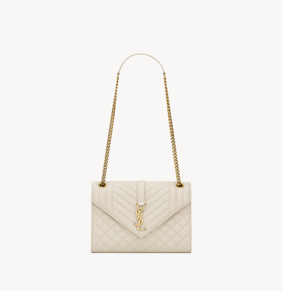 Sac Ysl Envelope Medium En D’Agneau Matelassé Blanc Vintage – image 1