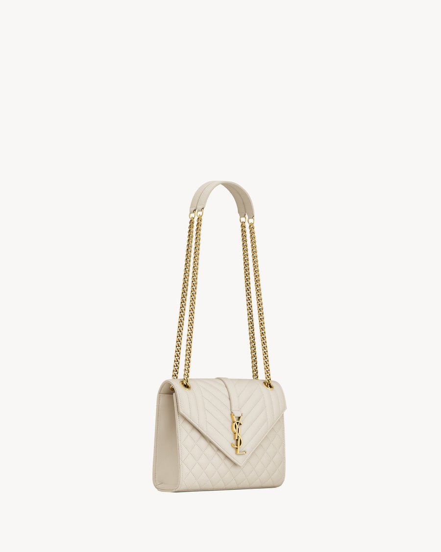 Sac Ysl Envelope Medium En D’Agneau Matelassé Blanc Vintage – image 6