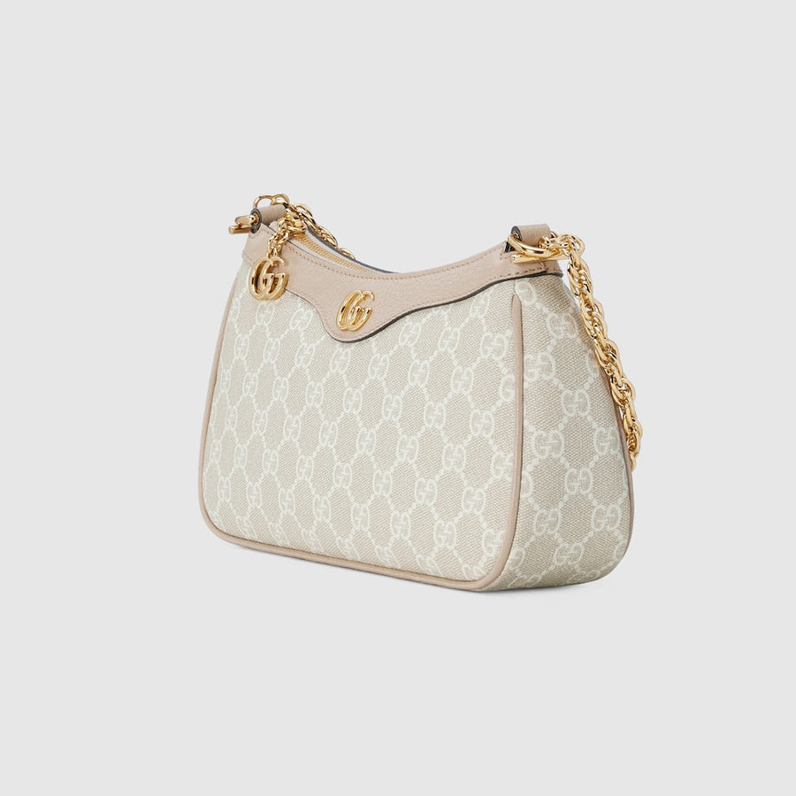 Sac À Épaule Ophidia Petite Taille Beige Et Blanche – image 4