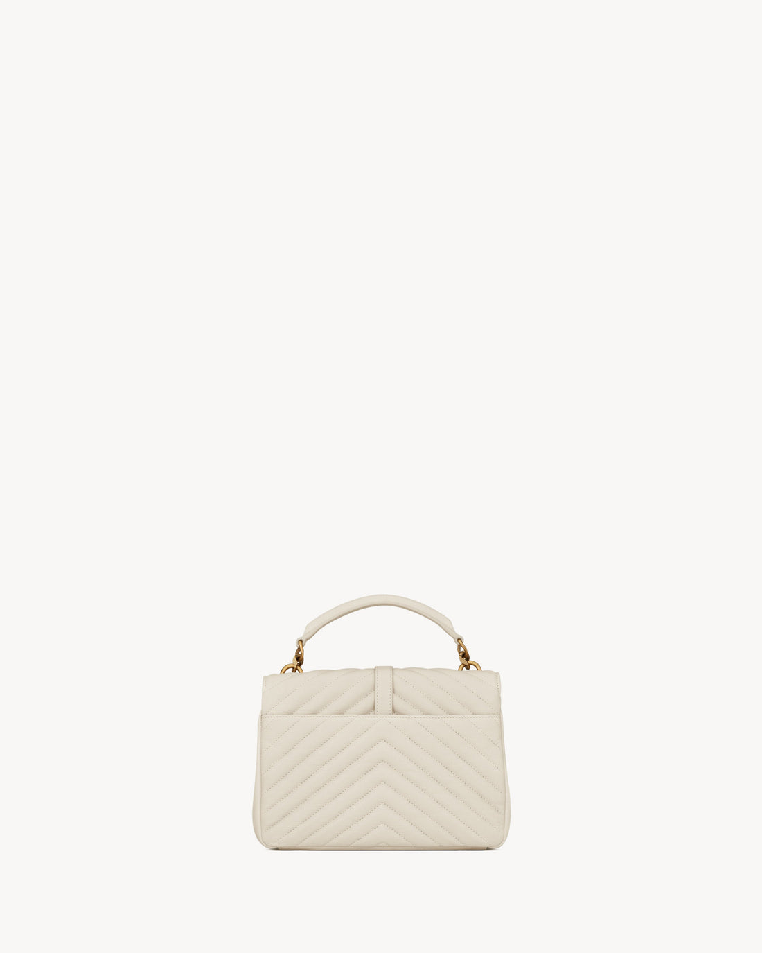 Sac Ysl Collège Medium En Semi Cuir Matelassé Blanc Cassé – image 3