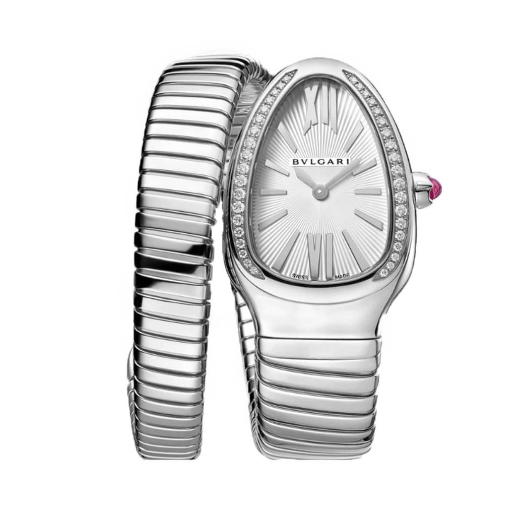 Bvlgari Serpenti Argenté fond blanc sertie – Montre Femme – image 1