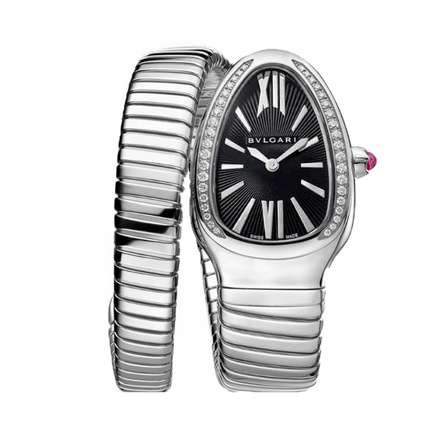 Bvlgari Serpenti Argenté fond Noir sertie – Montre Femme – image 1